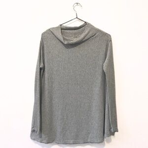 We the Free Grey Ribbed Cowl-Neck Cut-Out Long Sleeve Top Size XS
